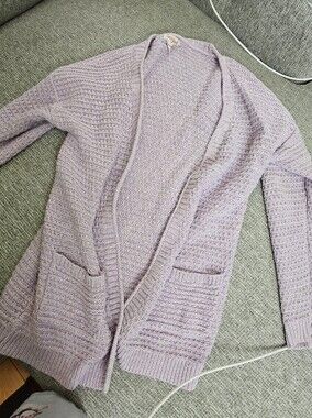 Cat & Jack Lavender Open-Front Knit Cardigan
